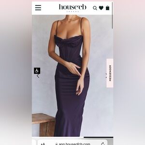 House of CB CHARMAINE NIGHT SHADE CORSET MAXI DRESS purple size small